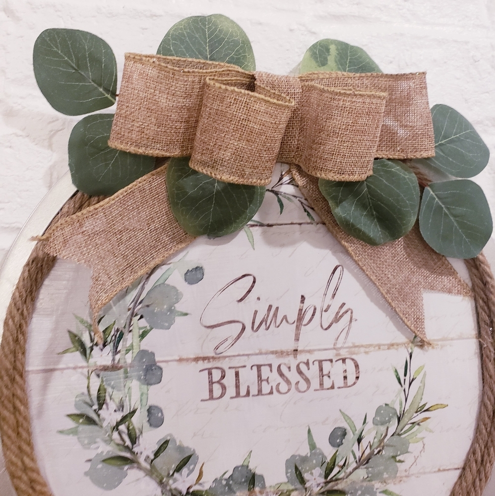 Simply Blessed farmhouse door wreath 12" - Picture 3 of 8